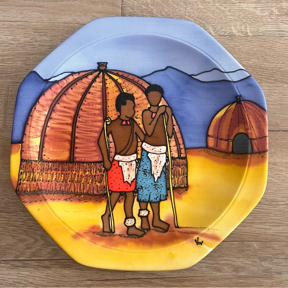Continental Supradura Silk Art Swaziland Art Plate Signed‎ By Viv Verdelli 10”